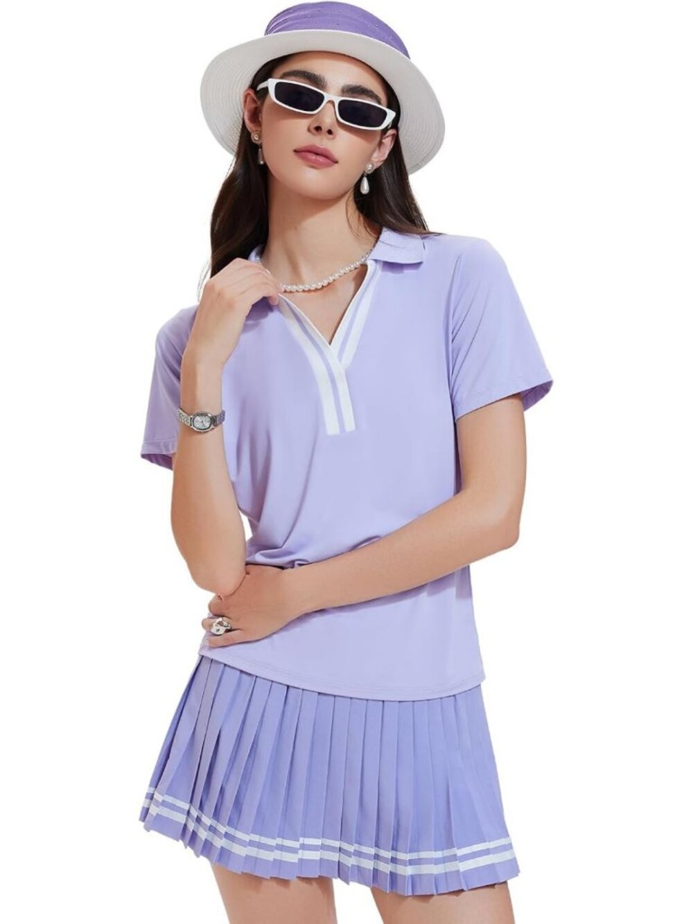 Women’s 2-Piece Tennis Skirt Set | Pleated Golf Outfit with Pockets | Athletic